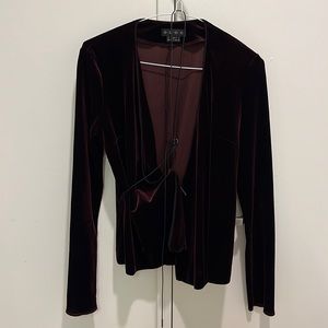 OZOC velvet wrap blouse